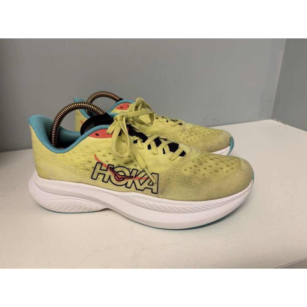 HOKA ONE ONE Mach 6 Mens  Size 9.5 B Running Shoes Yellow Blue 1147810